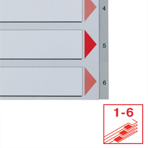 100104_04.jpg Przekładki plastikowe szare PP numeryczne A4 Esselte, 1-6