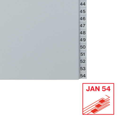 100109_04.jpg Przekładki plastikowe szare PP numeryczne A4 Esselte, 1-54
