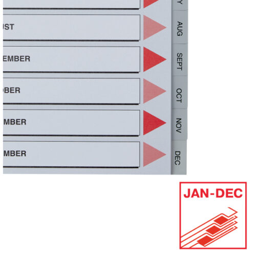 100114_04.jpg Przekładki plastikowe szare PP numeryczne A4 Esselte, 12 miesięcy