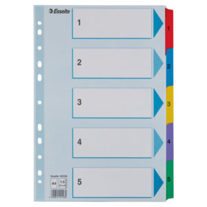 Przekładki kartonowe Mylar A4 Esselte, biały 1-5