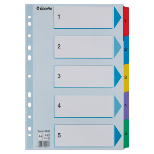 Przekładki kartonowe Mylar A4 Esselte, biały 1-5