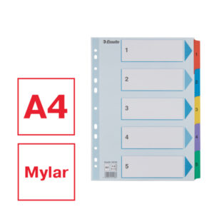 Przekładki kartonowe Mylar A4 Esselte, biały 1-5