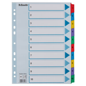 Przekładki kartonowe Mylar A4 Esselte, biały 1-10