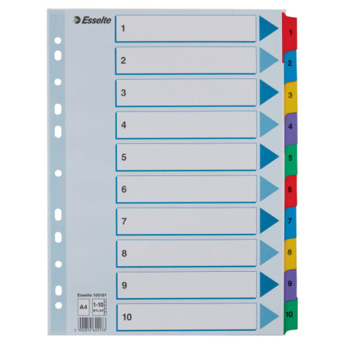 100161.jpg Przekładki kartonowe Mylar A4 Esselte, biały 1-10