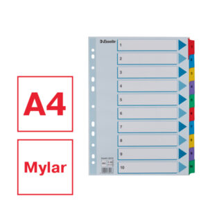 Przekładki kartonowe Mylar A4 Esselte, biały 1-10