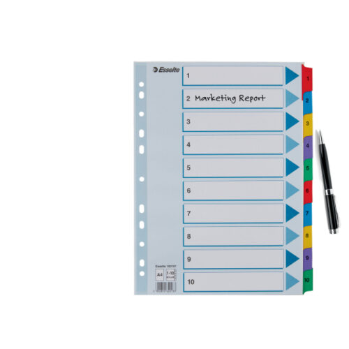 100161_03.jpg Przekładki kartonowe Mylar A4 Esselte, biały 1-10