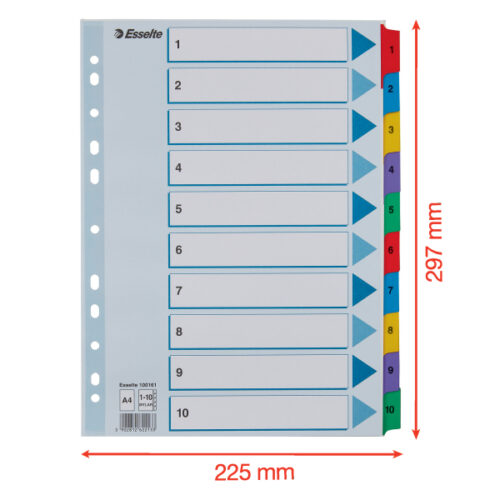 100161_05.jpg Przekładki kartonowe Mylar A4 Esselte, biały 1-10