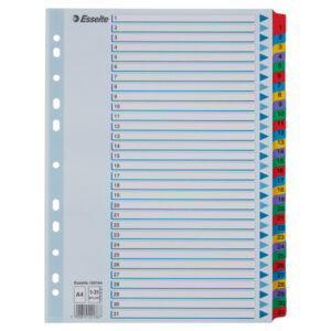 Przekładki kartonowe Mylar A4 Esselte, biały 1-31