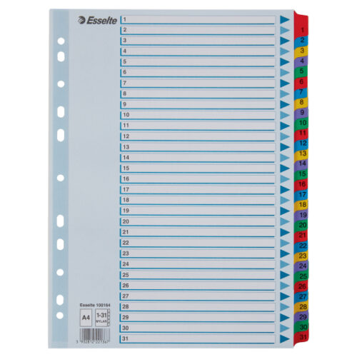 Przekładki kartonowe Mylar A4 Esselte, biały 1-31