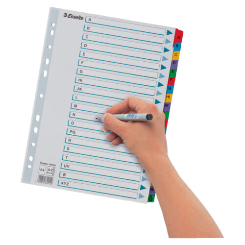 100166_05.jpg Przekładki kartonowe Mylar A4 Esselte, biały A-Z