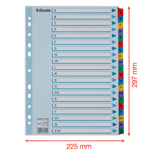 100166_06.jpg Przekładki kartonowe Mylar A4 Esselte, biały A-Z