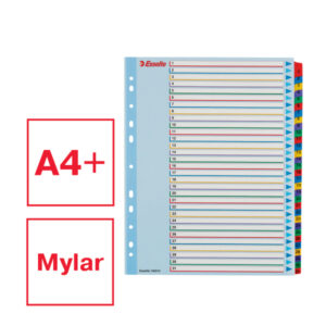 Przekładki karton. Mylar A4 Maxi z lamin. kartą do wielokrotnego opisywania, Esselte, 1-31
