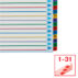 Przekładki karton. Mylar A4 Maxi z lamin. kartą do wielokrotnego opisywania, Esselte, 1-31