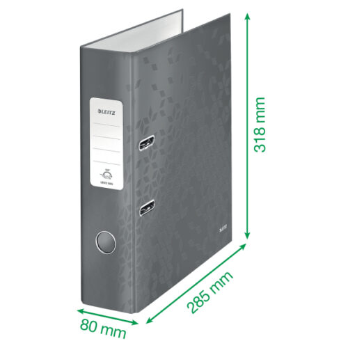 10050001_03.jpg Segregator z mech. 180° Leitz WOW, A4/80mm, perłowy biały