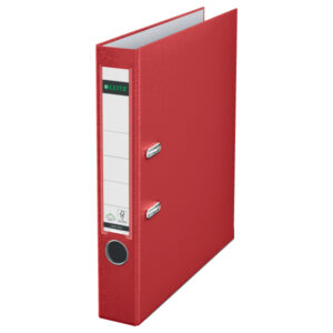 Segregator Leitz A4 z mech. 180°, szer. 50 mm, 30% PP z recyklingu, czerwony