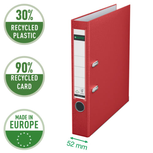 10155025_01.jpg Segregator Leitz A4 z mech. 180°, szer. 50 mm, 30% PP z recyklingu, czerwony