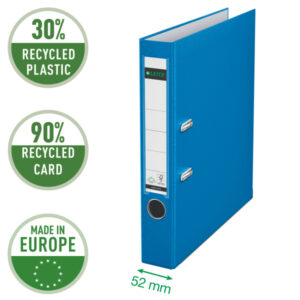 Segregator Leitz A4 z mech. 180°, szer. 50 mm, 30% PP z recyklingu, jasnoniebieski