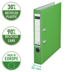 Segregator Leitz A4 z mech. 180°, szer. 50 mm, 30% PP z recyklingu, jasnozielony
