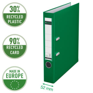Segregator Leitz A4 z mech. 180°, szer. 50 mm, 30% PP z recyklingu, zielony