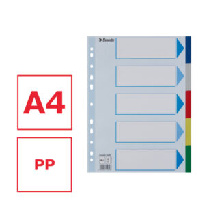 Przekładki plastikowe z PP A4 Esselte, 5 kart