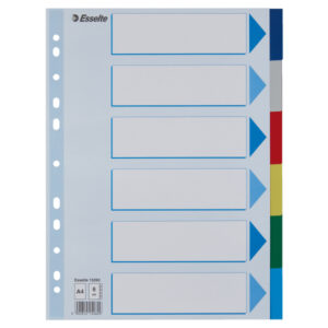 Przekładki plastikowe z PP A4 Esselte, 6 kart