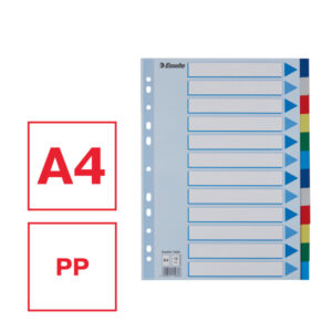 Przekładki plastikowe z PP A4 Esselte, 12 kart