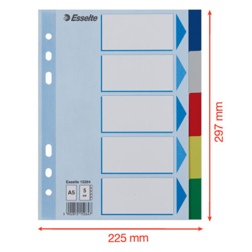 15264_05.jpg Przekładki plastikowe z PP A5 Esselte, 5 kart
