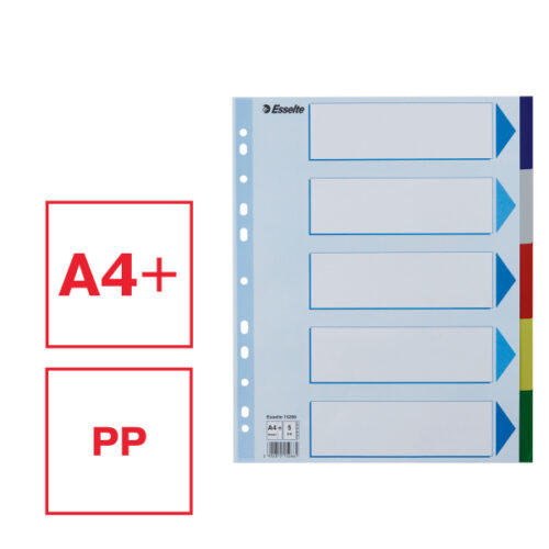 15266_01.jpg Przekładki plastikowe MAXI z PP Esselte, 5 kart