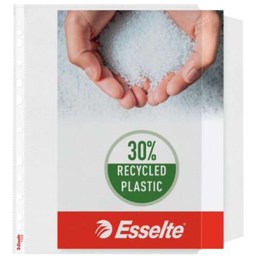 Koszulki groszkowe Esselte, A4, z klapką, 30% PP z recyklingu, 90 mic.