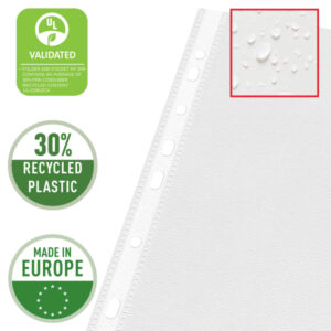 17939_01.jpg Koszulki groszkowe Esselte, A4, z klapką, 30% PP z recyklingu, 90 mic.