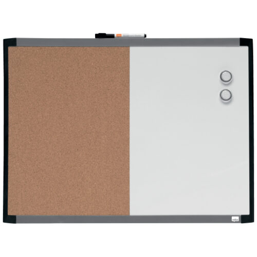 1903784_iu_02.jpg Mała tabliczka Nobo CombiBoard 585x430mm, tablica suchościeralna biała i korkowa (pół na pół)