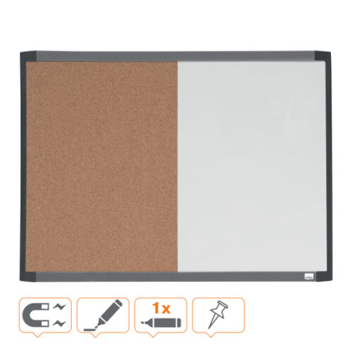 1903784_iu_05.jpg Mała tabliczka Nobo CombiBoard 585x430mm, tablica suchościeralna biała i korkowa (pół na pół)