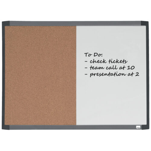1903784_n_04.jpg Mała tabliczka Nobo CombiBoard 585x430mm, tablica suchościeralna biała i korkowa (pół na pół)