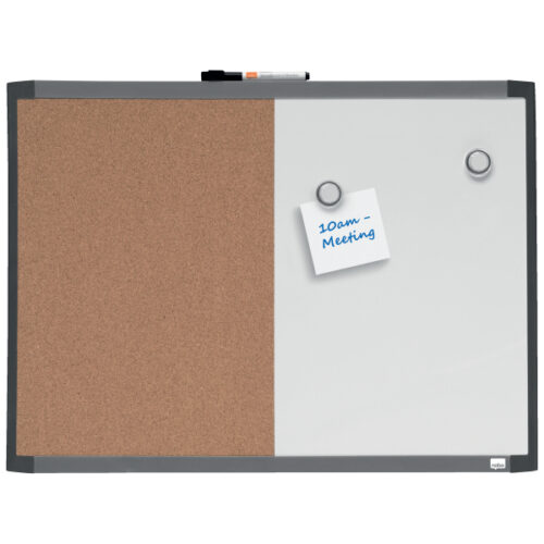1903784_n_05.jpg Mała tabliczka Nobo CombiBoard 585x430mm, tablica suchościeralna biała i korkowa (pół na pół)