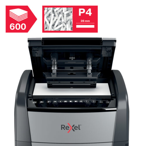 2020600XEU_02.jpg Niszczarka Rexel Optimum AutoFeed+ 600X, P4, 600 kartek, 110 l kosz