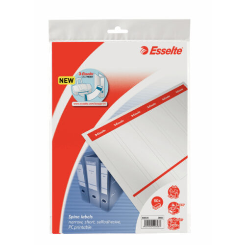 Etykiety grzbietowe PC, wąskie do segreg. samoprzylepne Esselte, 36X192mm, 10x6, białe