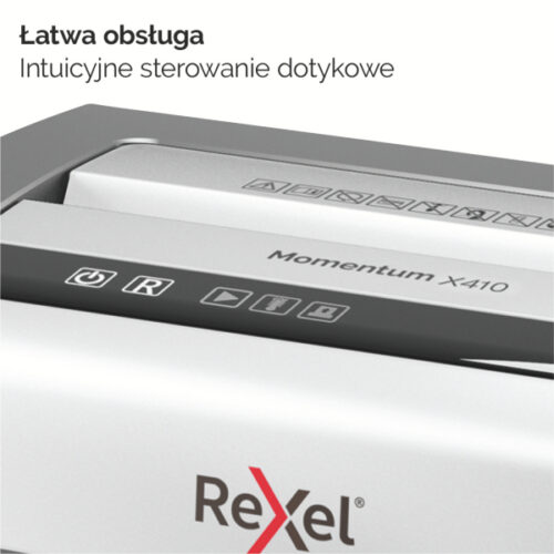 2104571EU_n_01.jpg Niszczarka Rexel Momentum X410, P4, 10 kartek, 23 l kosz