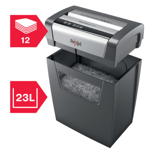 2104572EU_05.jpg Niszczarka Rexel Momentum X312, P3, 12 kartek, 23 l kosz