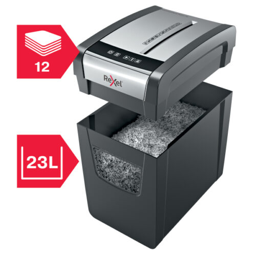 2104574EU_05.jpg Niszczarka Rexel Momentum X312-SL Slimline, P3, 12 kartek, 23 l kosz