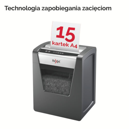 2104576EU_n_02.jpg Niszczarka Rexel Momentum X415, P4, 15 kartek, 23 l kosz