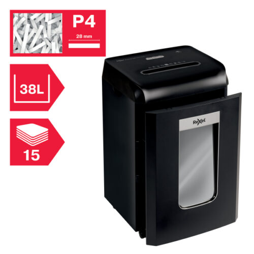 2104587EU_01.jpg Niszczarka Rexel ProMax QS RSX1538, P4, 15 kartek, 38 l kosz