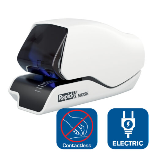 25095200_04.jpg Zszywacz elektryczny Rapid 5025e, na zasilacz, biały, 2 lata gwarancji, 25 kartek