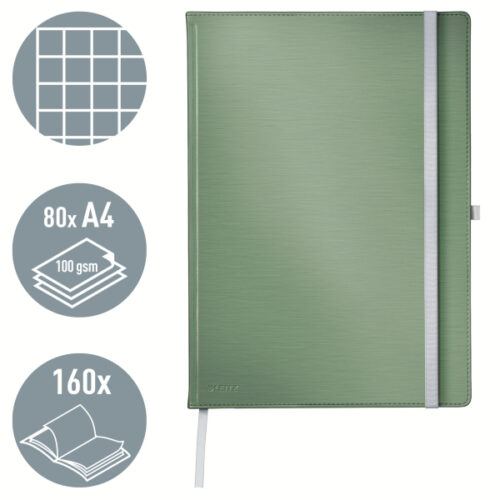 44761053_01.jpg Notatnik w twardej oprawie Leitz Style A4, w kratkę, seledynowy