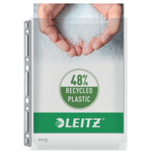 Poszerzane koszulki Leitz, z metal. listwą, A4, 48% PCV z recyklingu, 170 mic.