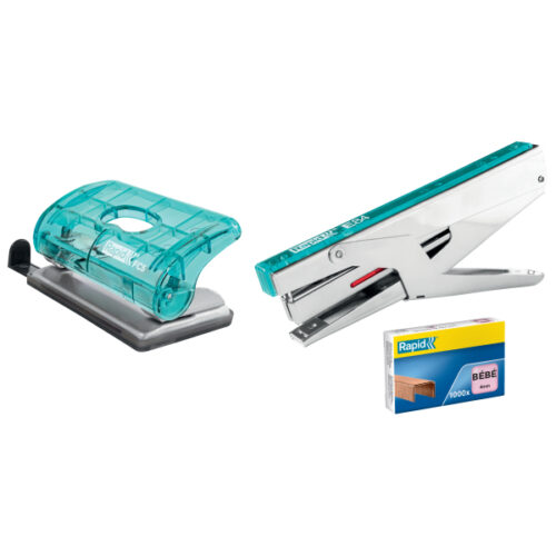 5001332_04.jpg Dziurkacz mini Rapid Colour'Breeze FC5, 10 kartek, 5 lat gwarancji, niebieski
