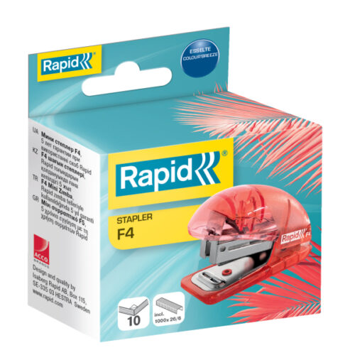 5001531_06.jpg Zszywacz mini Rapid Colour'Breeze F4, 10 kartek, 5 lat gwarancji, koralowy