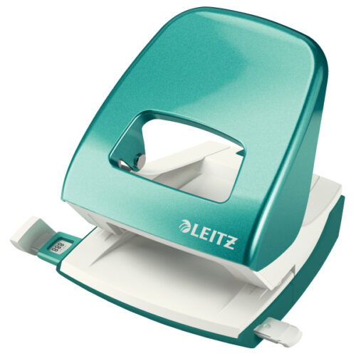 Dziurkacz duży metalowy Leitz WOW, turkusowy, 10 lat gwarancji, 30 kartek,