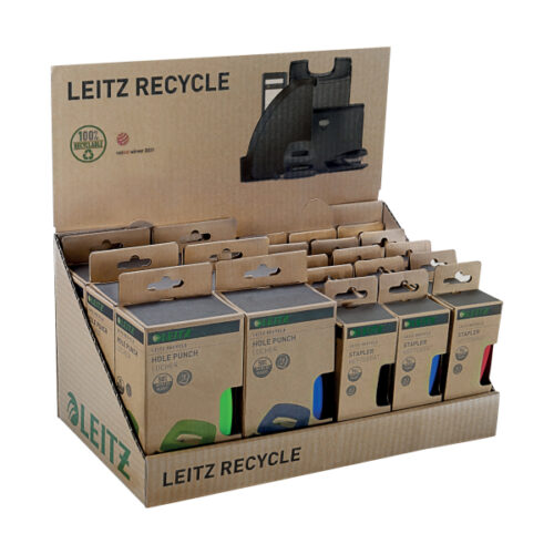56060025_n_03.jpg Mały zszywacz NeXXt Recycle, 25 kartek, 3 lata gwarancji, czerwony