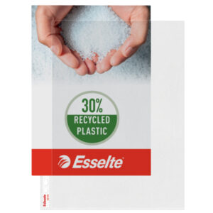 Koszulki groszkowe Esselte, A4, otwierane u góry i z lewej strony, 30% PP z recyklingu, 115 mic.
