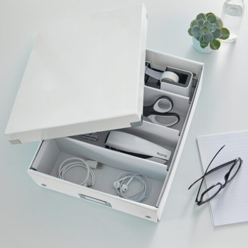 60580001_01.jpg Pudło z przegródkami Leitz WOW C&S, średnie, białe